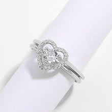 Load image into Gallery viewer, 2 Piece Heart Shape Zircon 925 Sterling Silver Ring