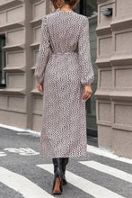 Load image into Gallery viewer, Slit Printed Surplice Balloon Sleeve Dress