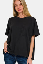 Load image into Gallery viewer, Zenana Rib Short Sleeve Front Pocket T-Shirt