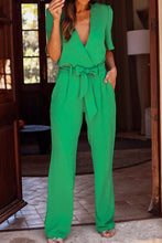 Load image into Gallery viewer, Tied Surplice Wide Leg Jumpsuit