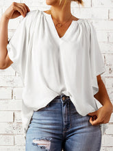 Load image into Gallery viewer, Ruched Notched Half Sleeve Blouse