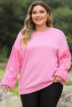 Load image into Gallery viewer, Plus Size Sequin Round Neck Dropped Shoulder Sweatshirt