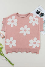 Load image into Gallery viewer, Pearl Trim Round Neck Short Sleeve Sweater