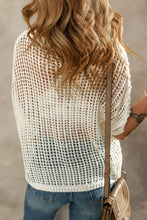 Load image into Gallery viewer, Openwork Round Neck Half Sleeve Knit Cover Up