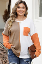Load image into Gallery viewer, Plus Size Color Block Dropped Shoulder Blouse