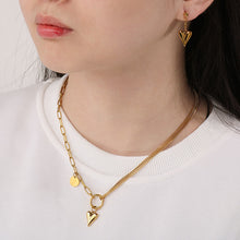 Load image into Gallery viewer, Titanium Steel Heart Necklace and Drop Earrings Jewelry Set