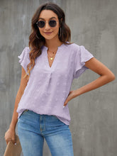 Load image into Gallery viewer, Swiss Dot Notched Cap Sleeve Blouse