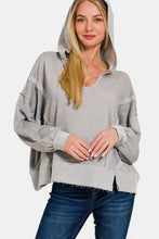 Load image into Gallery viewer, Zenana Contrast Trim Slit Hoodie