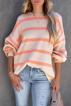 Load image into Gallery viewer, Striped Round Neck Dropped Shoulder Sweatshirt
