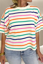Load image into Gallery viewer, Striped Round Neck Half Sleeve Knit Top