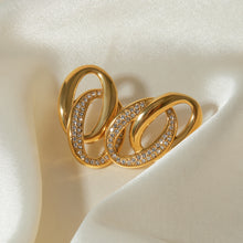 Load image into Gallery viewer, Stainless Steel Inlaid Rhinestone Double-Hoop Earrings