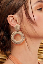 Load image into Gallery viewer, Round Shape Raffia Grass Dangle Earrings