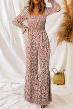 Load image into Gallery viewer, Floral Smocked Flounce Sleeve Square Neck Jumpsuit LONG SLEEVE