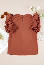 Load image into Gallery viewer, Ruffled Round Neck Cap Sleeve Blouse