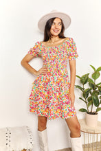 Load image into Gallery viewer, Smocked Sweetheart Neck Flounce Sleeve Mini Dress