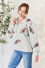 Load image into Gallery viewer, Full Size Sequin Football Half Zip Long Sleeve Sweatshirt