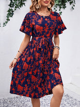Load image into Gallery viewer, Printed Round Neck Short Sleeve Dress