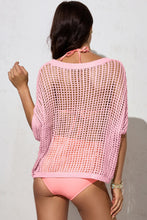 Load image into Gallery viewer, Openwork Round Neck Half Sleeve Knit Cover Up
