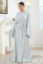 Load image into Gallery viewer, Round Neck Kimono Sleeve Tie Waist Dress