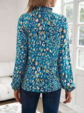 Load image into Gallery viewer, Cutout Printed Mock Neck Balloon Sleeve Blouse