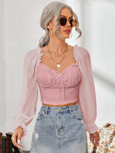 Load image into Gallery viewer, Mesh Sweetheart Neck Flounce Sleeve Top