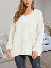 Load image into Gallery viewer, V-Neck Batwing Dropped Shoulder Sweater