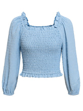 Load image into Gallery viewer, Swiss Dot Smocked Frill Trim Blouse