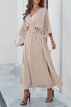 Load image into Gallery viewer, Slit Tied V-Neck Three-Quarter Sleeve Dress