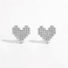 Load image into Gallery viewer, 925 Sterling Silver Inlaid Zircon Heart Stud Earrings
