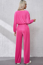 Load image into Gallery viewer, Ribbed Round Neck Top and Pants Set