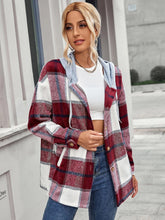 Load image into Gallery viewer, Plaid Hooded Jacket with Pockets