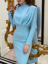 Load image into Gallery viewer, Ruched Turtleneck Long Sleeve Dress