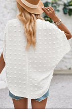 Load image into Gallery viewer, Swiss Dot Notched Half Sleeve Blouse