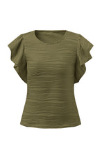 Load image into Gallery viewer, Textured Round Neck Cap Sleeve Top