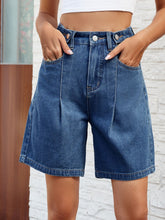 Load image into Gallery viewer, High Waist Denim Shorts with Pockets