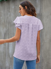 Load image into Gallery viewer, Swiss Dot Notched Cap Sleeve Blouse