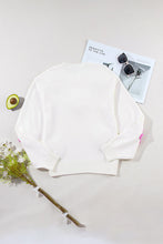Load image into Gallery viewer, Crochet Flower Round Neck Long Sleeve Sweater