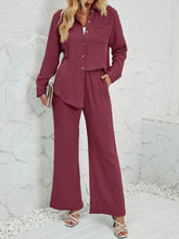 Load image into Gallery viewer, Textured Button Up Shirt and Pants Set