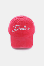 Load image into Gallery viewer, Zenana Washed DALLAS Embroidered Baseball Cap