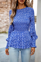 Load image into Gallery viewer, Round Neck Flounce Sleeve Peplum Top