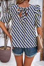 Load image into Gallery viewer, Tied Printed Puff Sleeve Blouse