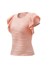 Load image into Gallery viewer, Textured Round Neck Cap Sleeve Top