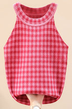Load image into Gallery viewer, Plaid Round Neck Sleeveless Knit Top