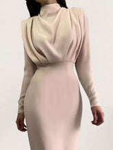 Load image into Gallery viewer, Ruched Turtleneck Long Sleeve Dress