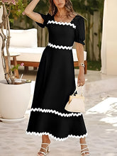 Load image into Gallery viewer, Contrast Square Neck Short Sleeve Dress