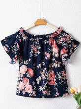 Load image into Gallery viewer, Printed Off-Shoulder Flounce Sleeve Blouse