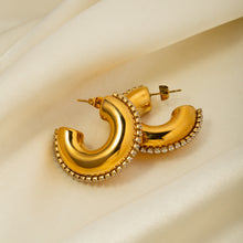 Load image into Gallery viewer, Zircon Stainless Steel C-Hoop Earrings