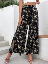 Load image into Gallery viewer, Floral Side Slit Wide Leg Pants
