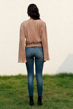 Load image into Gallery viewer, Twisted Smocked Flare Sleeve Cropped Top