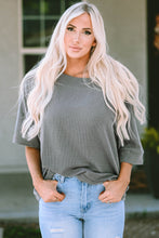 Load image into Gallery viewer, Ribbed Boat Neck Batwing Sleeve T-Shirt